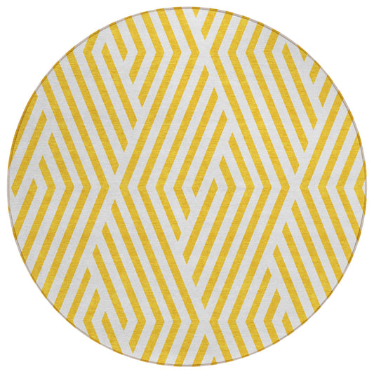 Addison Rugs Geometric Yellow Washable Indoor-Outdoor Rug