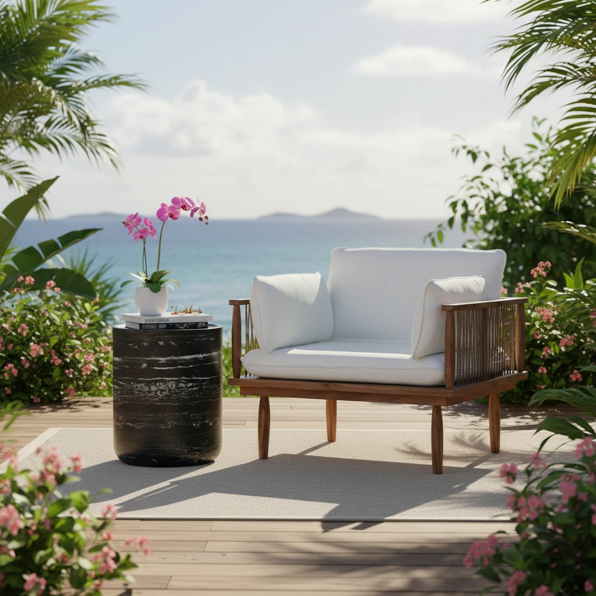 LH Home Geri Concrete Outdoor Side Table