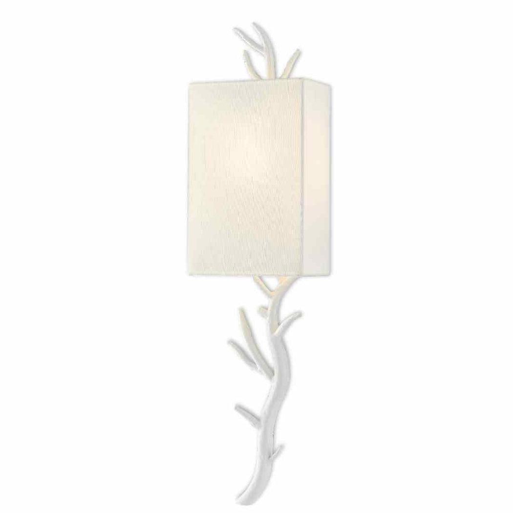 Gesso White Baneberry Wall Sconce Left Wall Sconces Sideboards and Things By Currey & Co