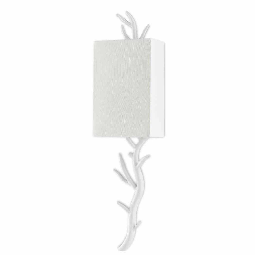 Gesso White Baneberry Wall Sconce Left Wall Sconces Sideboards and Things By Currey & Co