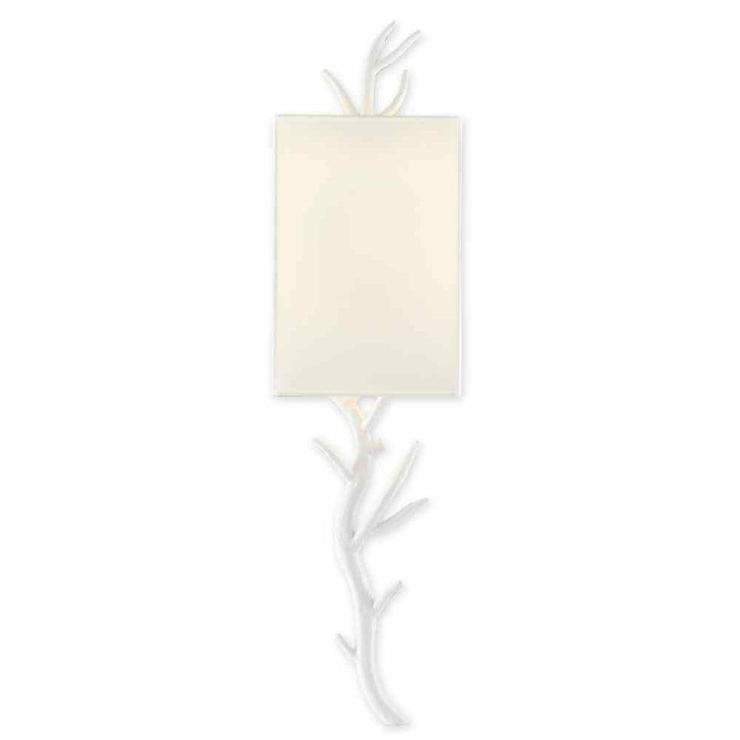 Gesso White Baneberry Wall Sconce Right Wall Sconces Sideboards and Things By Currey & Co