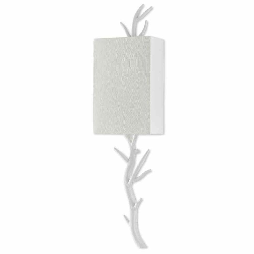 Gesso White Baneberry Wall Sconce Right Wall Sconces Sideboards and Things By Currey & Co