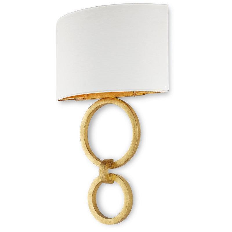 Gesso White Gold Leaf Bolebrook White Wall Sconce Wall Sconces Sideboards and Things By Currey & Co