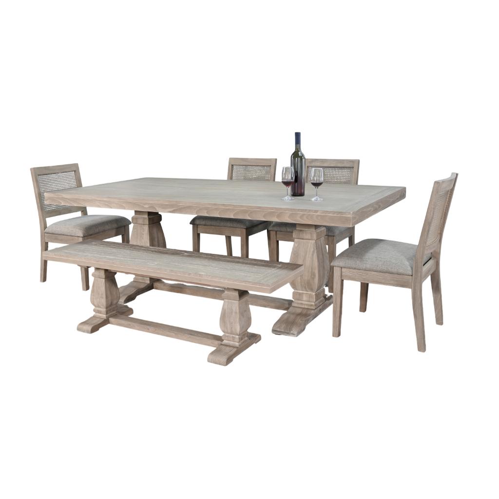 Sunny D Gianna Wooden Rectangular Dining Set with Bench