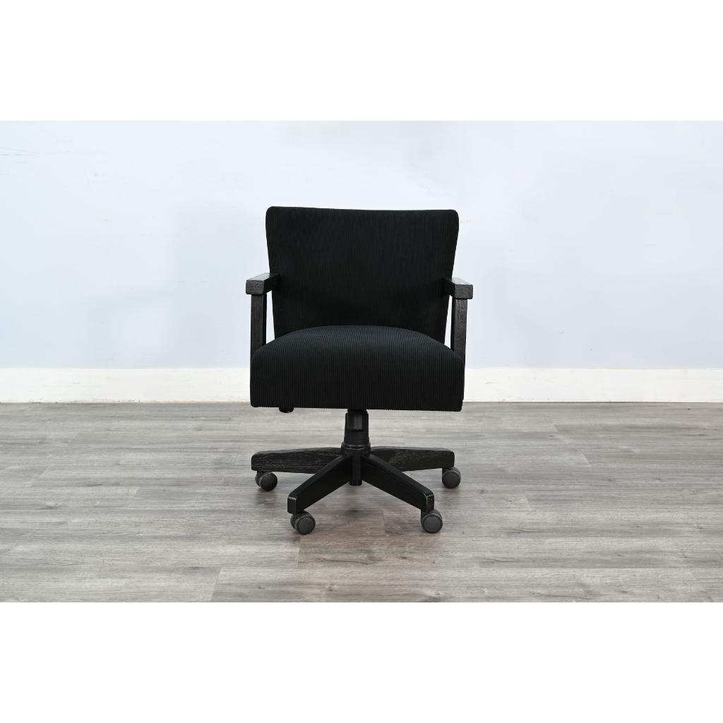Sunny D Gibson Black Fabric Game Chair with Casters