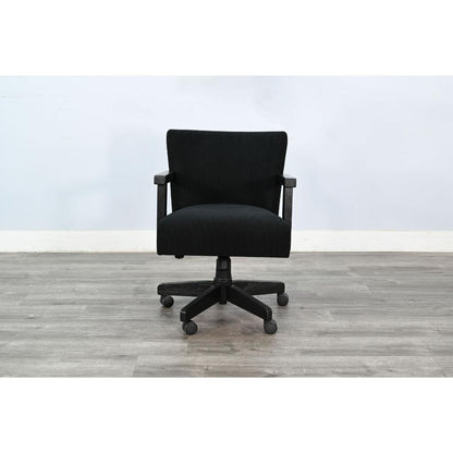 Sunny D Gibson Black Fabric Game Chair with Casters