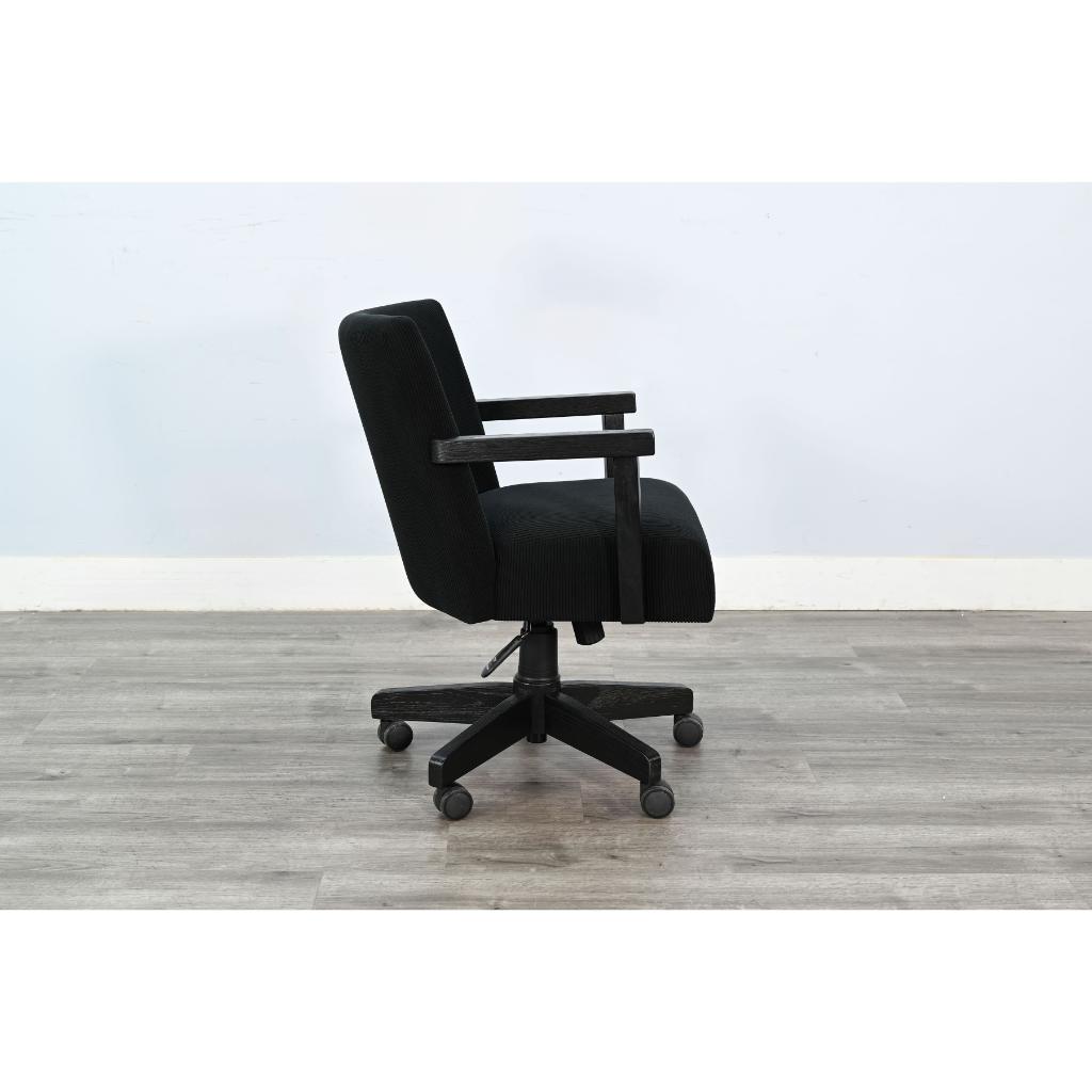 Sunny D Gibson Black Fabric Game Chair with Casters