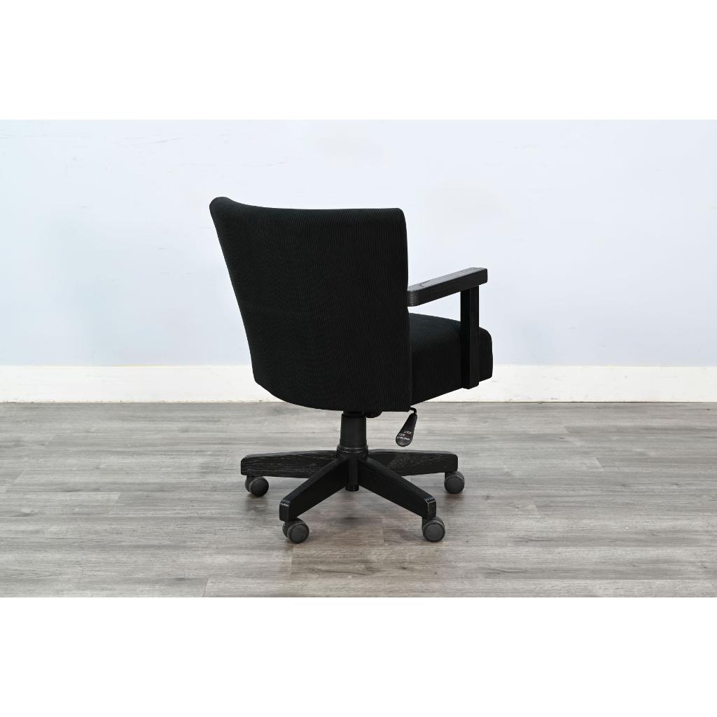 Sunny D Gibson Black Fabric Game Chair with Casters