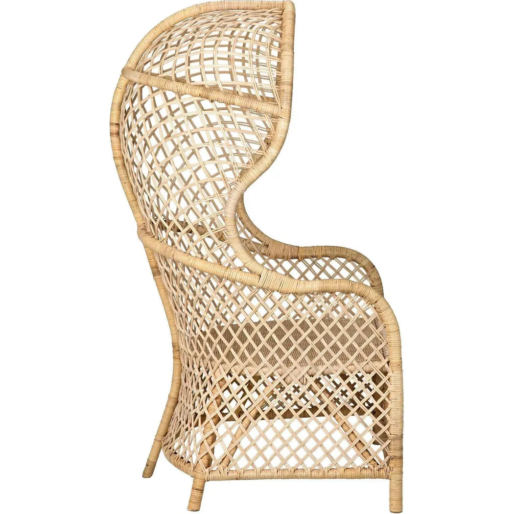 Noir Gigi Birch and Rattan Arm Chair