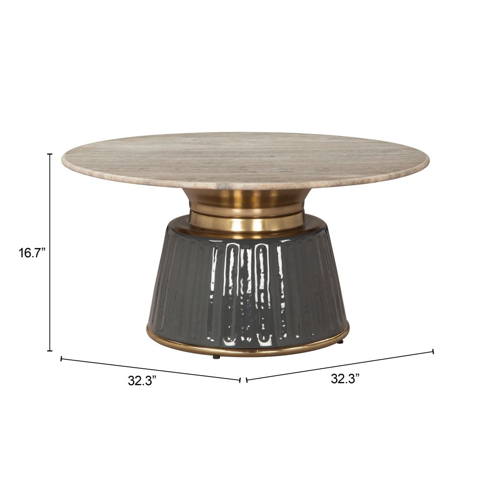 Zuo Modern Glasa Marble Top Round Coffee Table