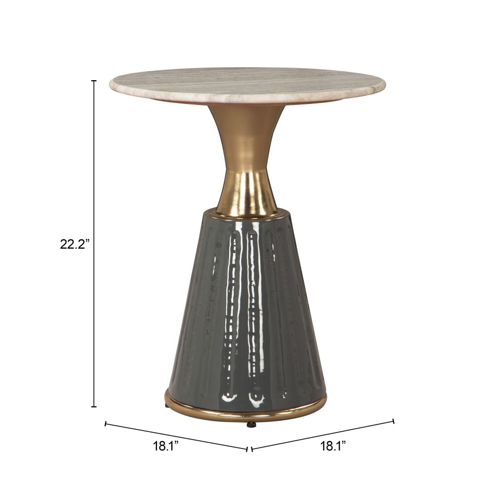 Zuo Modern Glasa Marble Top Round Side Table
