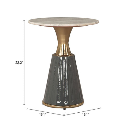 Zuo Modern Glasa Marble Top Round Side Table