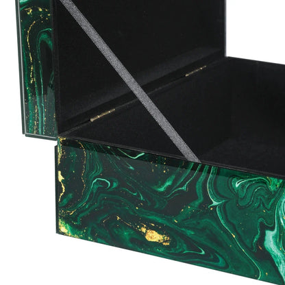 Glass Interstellar Green Marbled Design Box Set (Set Of 2)