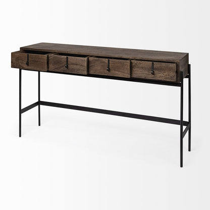 Mercana Glenn Four Drawers Wood Console Table