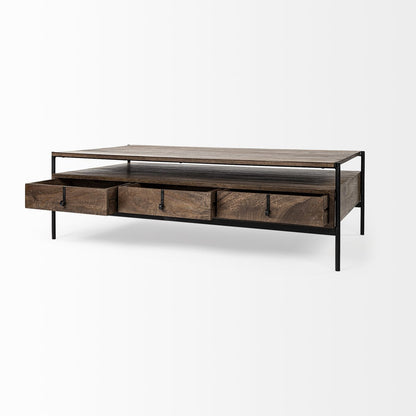 Mercana Glenn Three Drawers Wood Coffee Table