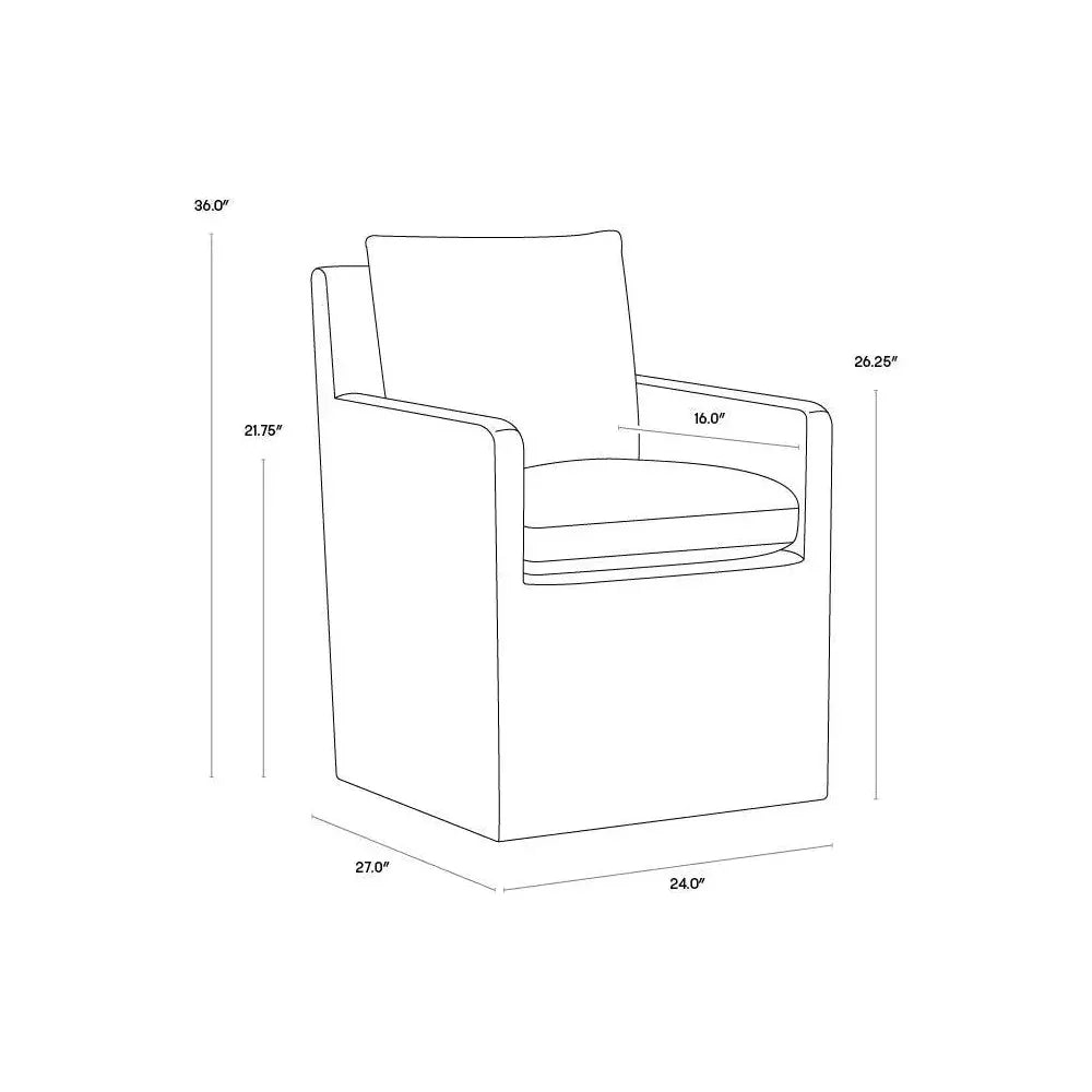 Glenrose Fabric Wheeled Dining Chair - LOOMLAN - SUNPAN - Dining Chairs