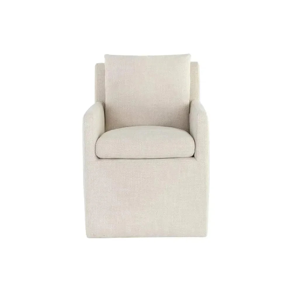 Glenrose Fabric Wheeled Dining Chair - LOOMLAN - SUNPAN - Dining Chairs