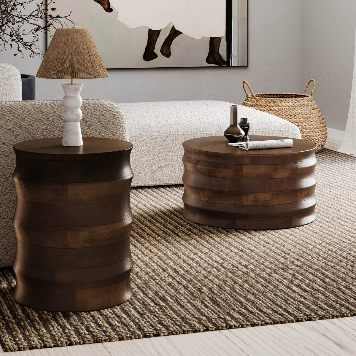 LH Home Global Wooden Round Side Table