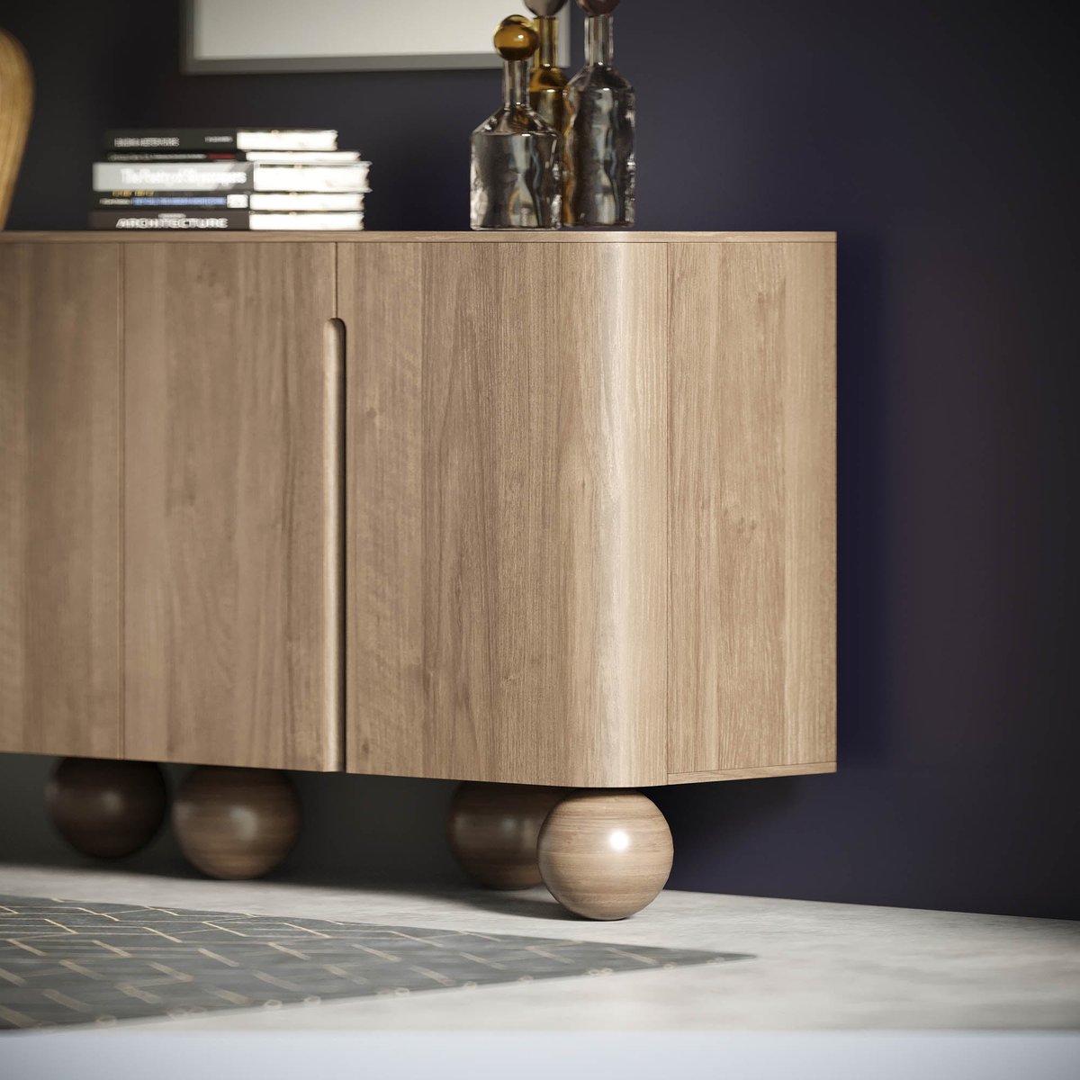LH Home Globe Four Doors Wood Sideboard