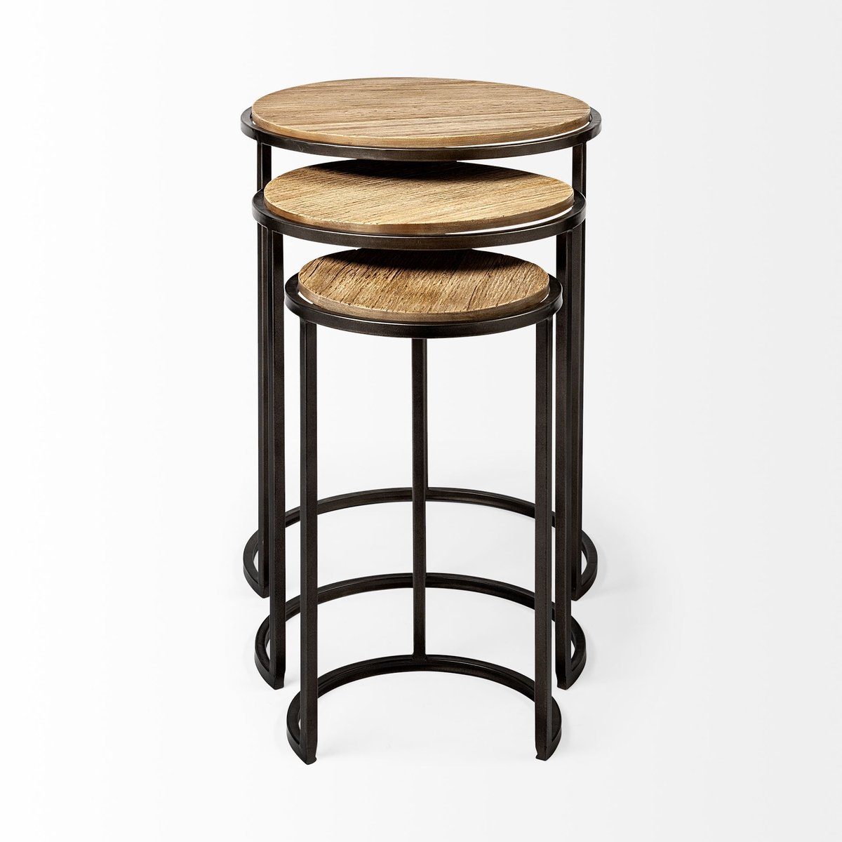 Mercana Glover Wood Top Nesting Accent Table 3PC