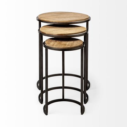 Mercana Glover Wood Top Nesting Accent Table 3PC