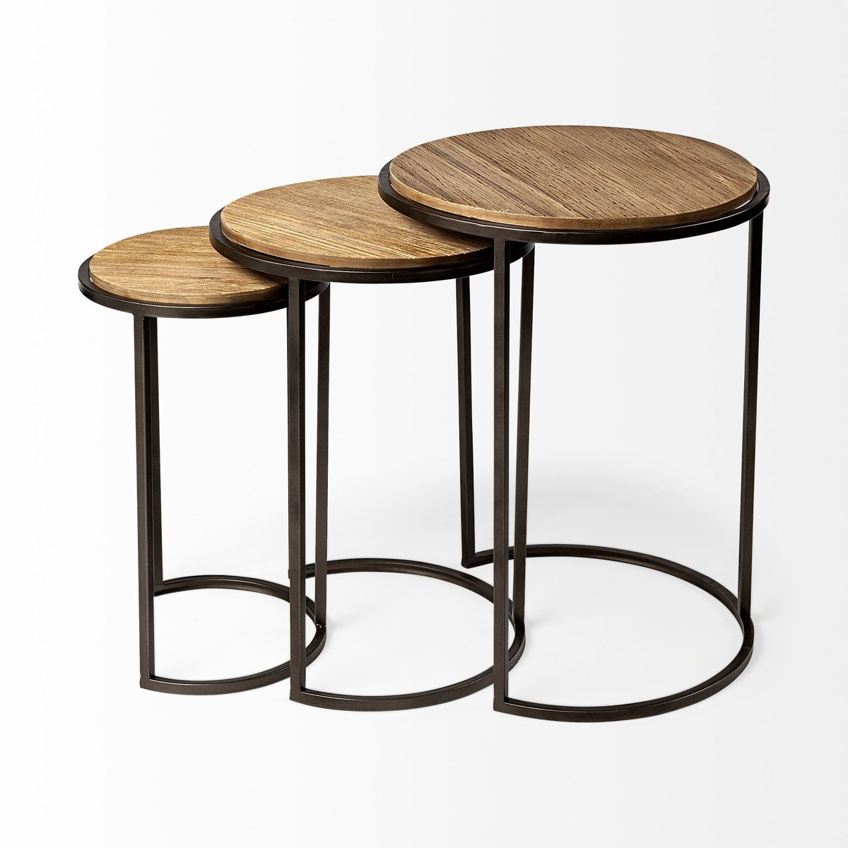 Mercana Glover Wood Top Nesting Accent Table 3PC