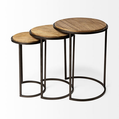 Mercana Glover Wood Top Nesting Accent Table 3PC