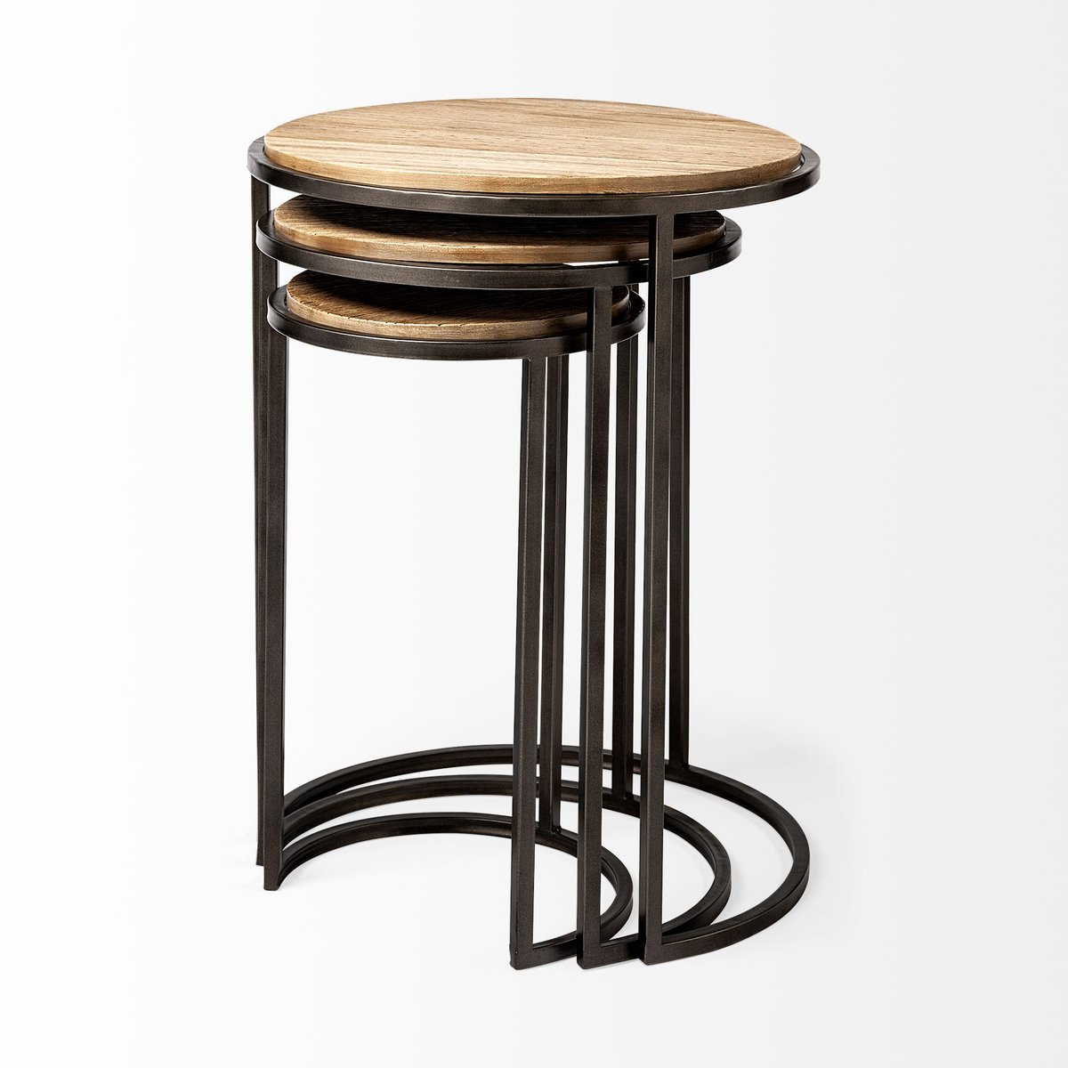 Mercana Glover Wood Top Nesting Accent Table 3PC