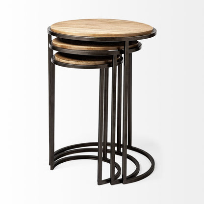 Mercana Glover Wood Top Nesting Accent Table 3PC