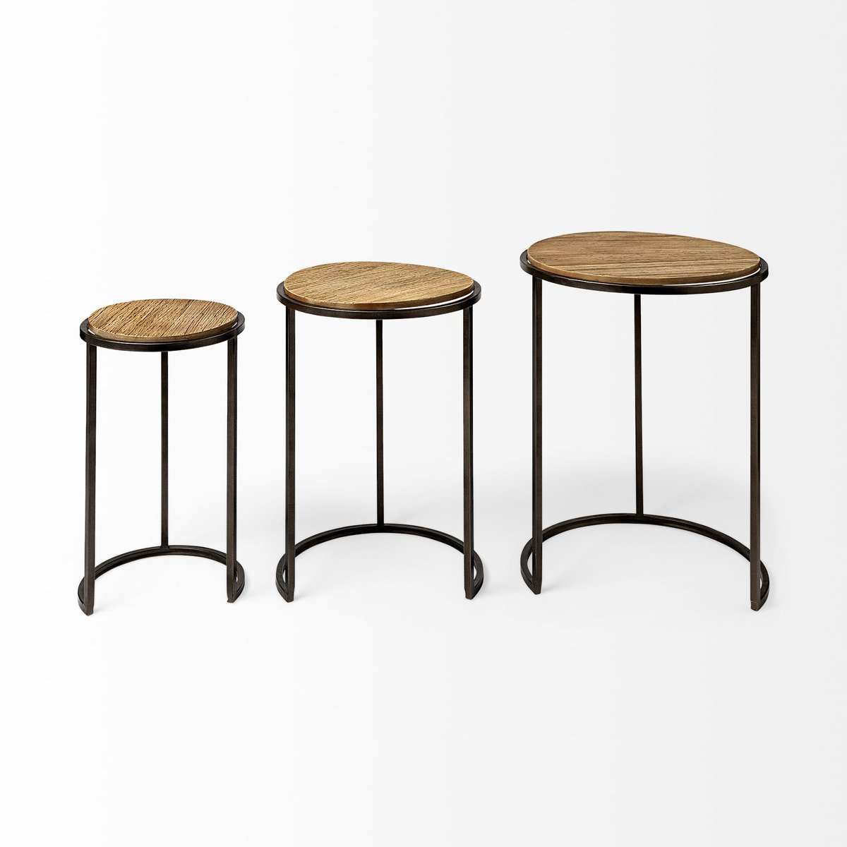 Mercana Glover Wood Top Nesting Accent Table 3PC