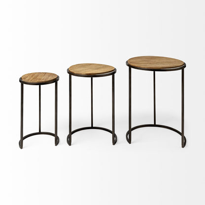 Mercana Glover Wood Top Nesting Accent Table 3PC