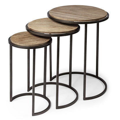 Mercana Glover Wood Top Nesting Accent Table 3PC