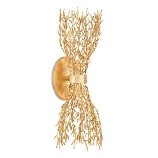 Gold Gilt Sea Fan Wall Sconce Aviva Stan Collection Wall Sconces Sideboards and Things By Currey & Co