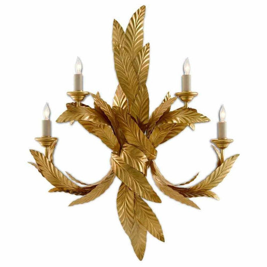 Gold Leaf Apollo Wall Sconce Wall Sconces Sideboards and Things By Currey & Co