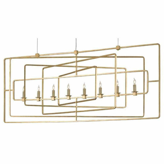 Gold Leaf Metro Gold Rectangular Chandelier Chandeliers Sideboards and Things By Currey & Co