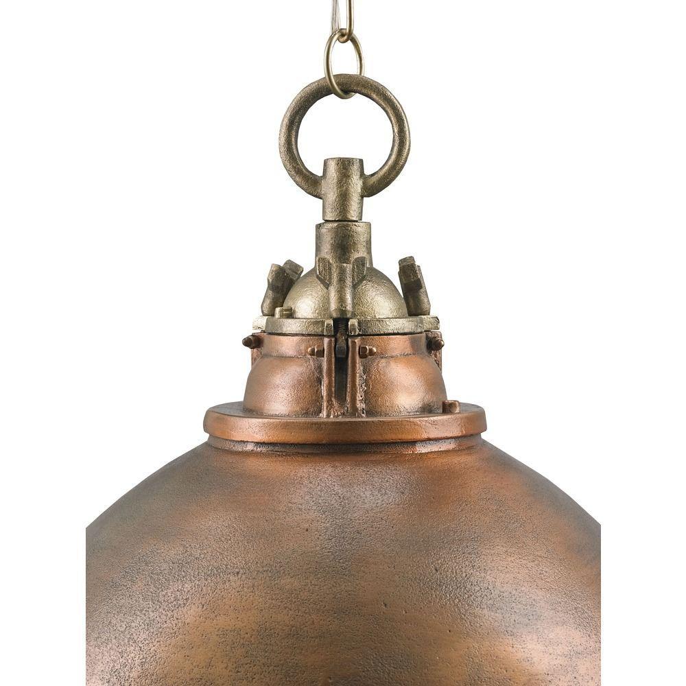 Golden Lighting Pendant Copper Antique Brass Admiral Pendant Pendants Sideboards and Things By Currey & Co