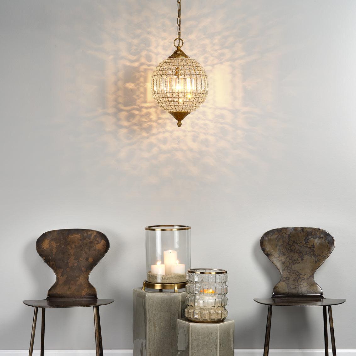 Golden Lighting Pendant Crystal Orb Pendant Pendants Sideboards and Things By Jamie Young