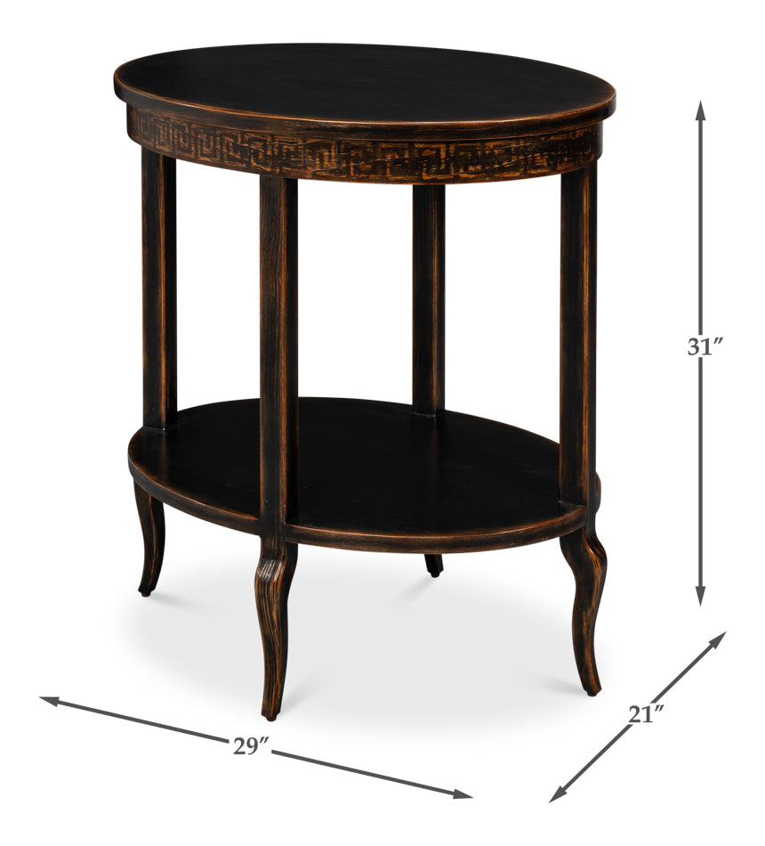 Sarreid Golden Rim Wooden Black Side Table