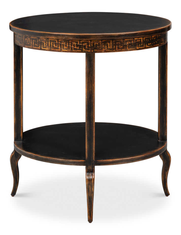 Sarreid Golden Rim Wooden Black Side Table