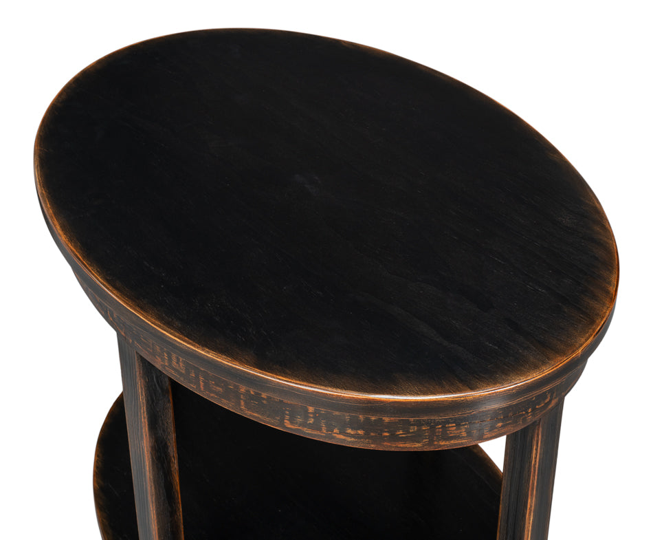 Sarreid Golden Rim Wooden Black Side Table
