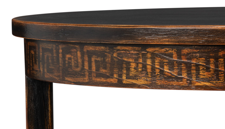 Sarreid Golden Rim Wooden Black Side Table