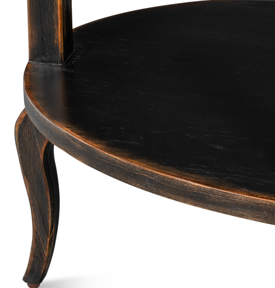 Sarreid Golden Rim Wooden Black Side Table