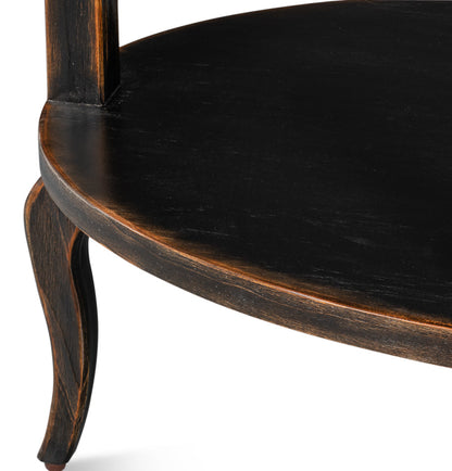 Sarreid Golden Rim Wooden Black Side Table