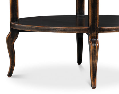 Sarreid Golden Rim Wooden Black Side Table