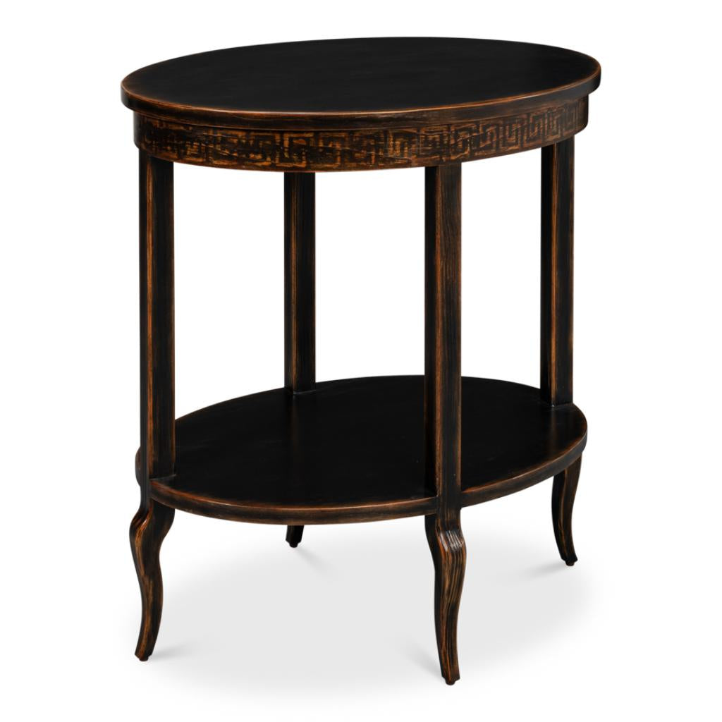 Sarreid Golden Rim Wooden Black Side Table