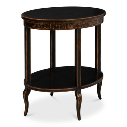 Sarreid Golden Rim Wooden Black Side Table