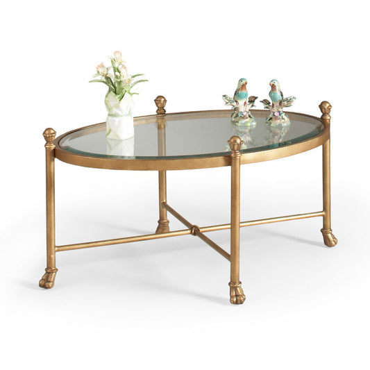 Chelsea House Gordon Antique Gold Based Oval Cocktail Table