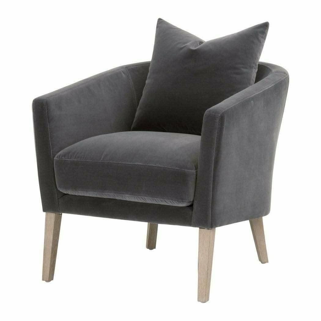 Gordon Club Chair Dark Dove Velvet Natural Gray Oak Club Chairs Sideboards and Things By Essentials For Living