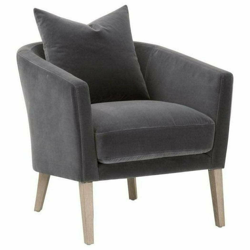 Gordon Club Chair Dark Dove Velvet Natural Gray Oak Club Chairs Sideboards and Things By Essentials For Living