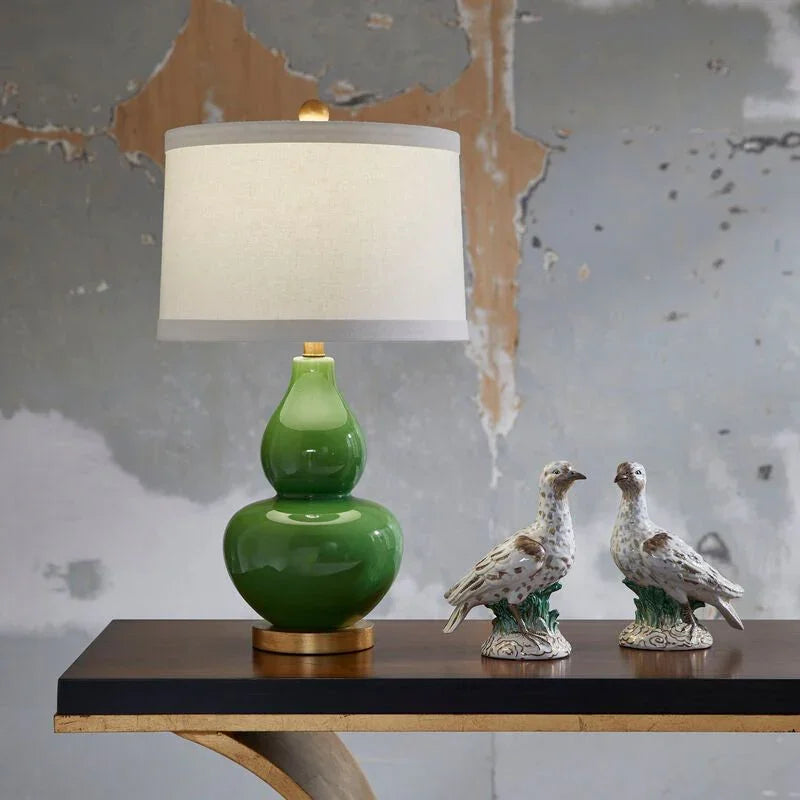 Gourd Ceramic With Antique Gold Accent Base Table Lamp - LOOMLAN - Chelsea House - Table Lamps